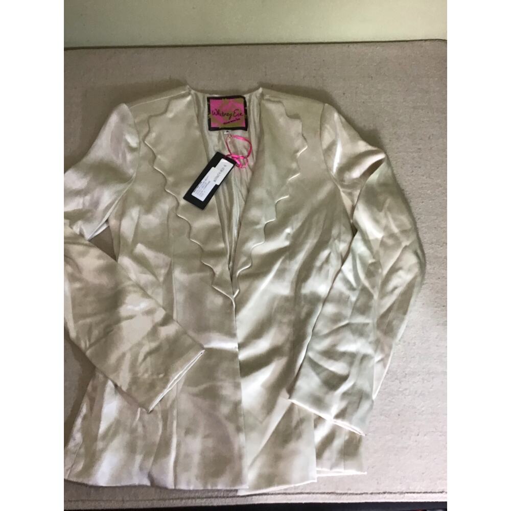Women Silk Scallop Collar Blazer Sz. 4 NWT Whitney Eve 100% Silk Jacket - Picture 4 of 12